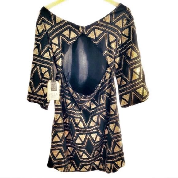 Billabong Designer’s Closet Large Black & Gold Sequin Fete Setter Dress - Picture 4 of 12